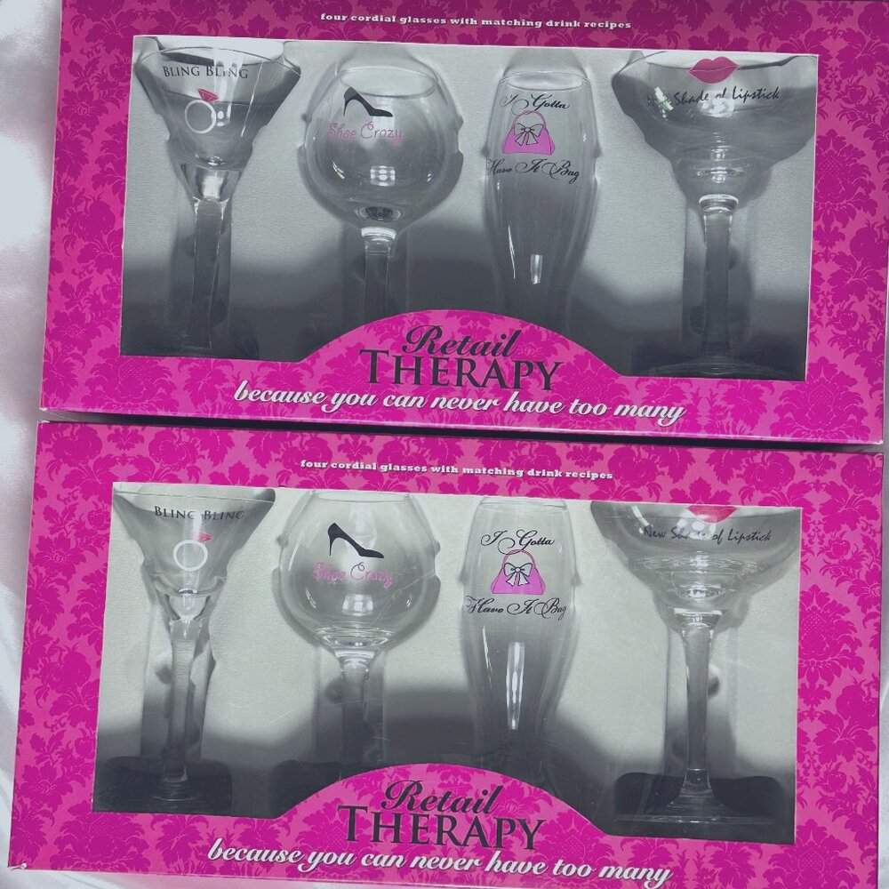 NWT! Retail Therapy Luxury Cordial Glass Collection - Girls' Night Essential